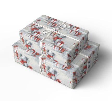 Ivorybell – Baby Elephant with Snowy Christmas Presents Wrapping Paper