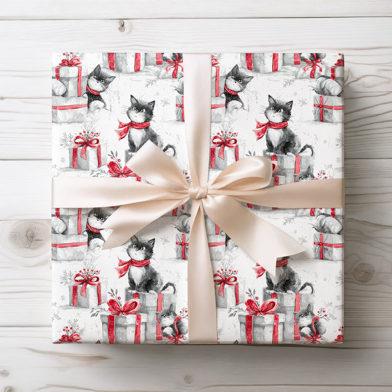 Jollypaws – Festive Cats with Presents Christmas Wrapping Paper