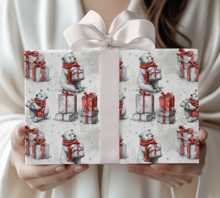 Polarbliss – White Bear with Gift Christmas Wrapping Paper