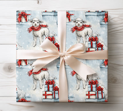 Lamora – Winter Lamb with Snowflakes Wrapping Paper