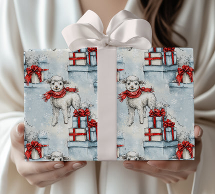 Lamora – Winter Lamb with Snowflakes Wrapping Paper