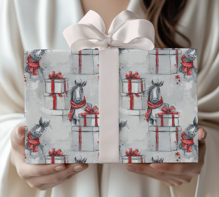 Snowhoof – Donkey with Gifts Christmas Wrapping Paper