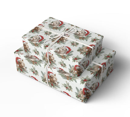 Snowpine Stables – Rustic Horse & Pinecone Holiday Wrapping Paper
