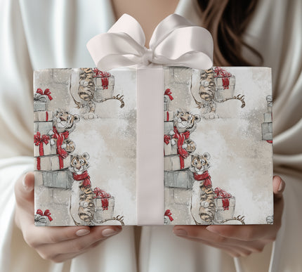 Stripespark – Playful Tiger Cub Christmas Wrapping Paper