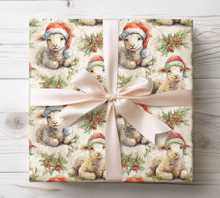 Woolwish – Lamb with Santa Hat Christmas Wrapping Paper