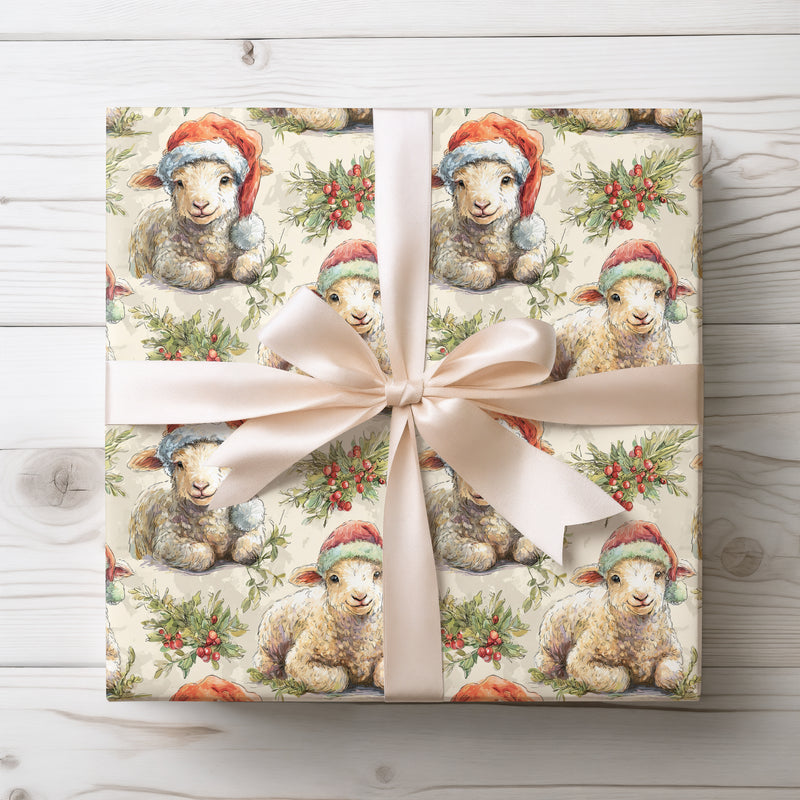 Woolwish – Lamb with Santa Hat Christmas Wrapping Paper