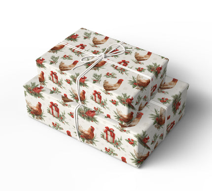 Yuletide Roost – Farmhouse Chicken Christmas Wrapping Paper