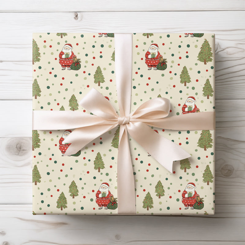 JollyDots – Santa Claus and Christmas Tree Wrapping Paper