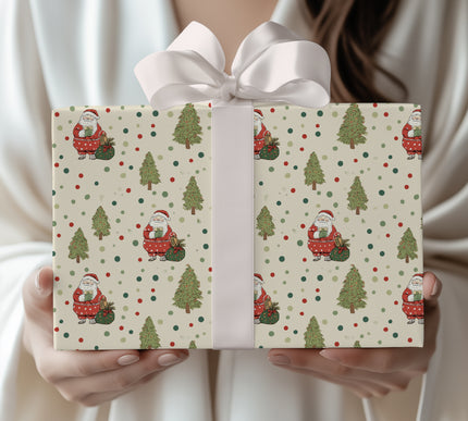 JollyDots – Santa Claus and Christmas Tree Wrapping Paper