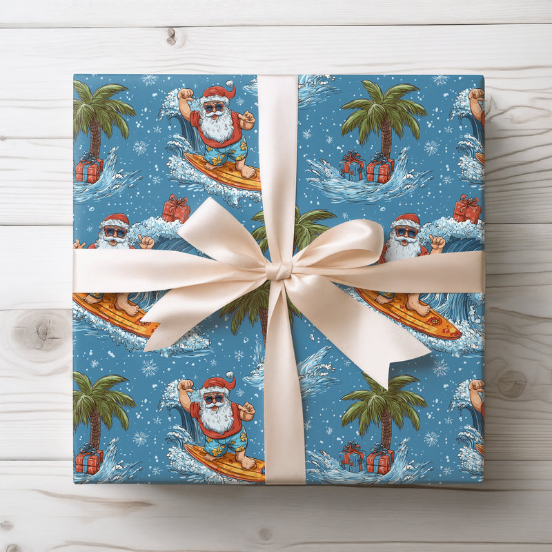 SurfSanta – Tropical Christmas Wrapping Paper
