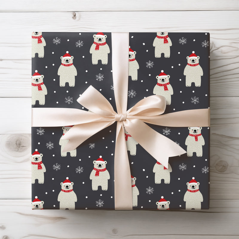 NorthHug – Teddy Bear Christmas Wrapping Paper (Grey)