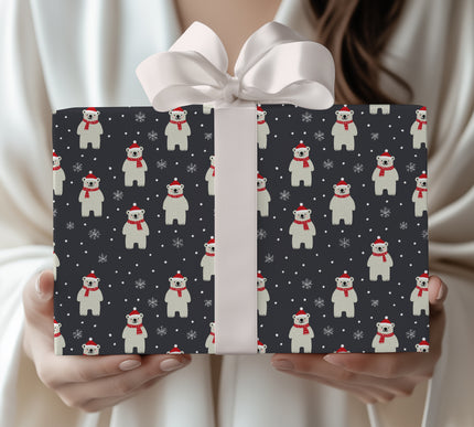 NorthHug – Teddy Bear Christmas Wrapping Paper (Grey)