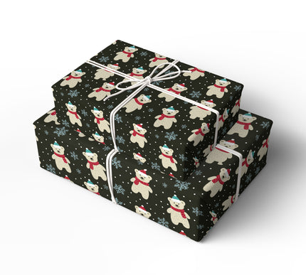 PolarCharm – Teddy Bear Christmas Wrapping Paper (Black)