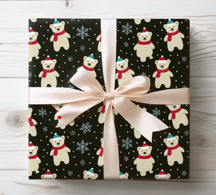 Cozy and playful, PolarCharm features teddy bears on a black background. Perfect for kids’ presents, family Christmas gifts, and festive celebrations. 