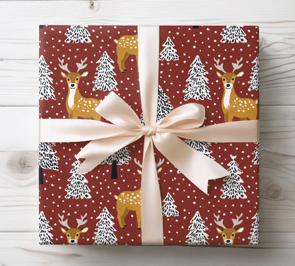 Celebrate the season with WinterFawn, a Christmas wrapping paper featuring festive deer. Perfect for woodland-inspired Christmas décor and gift giving. 