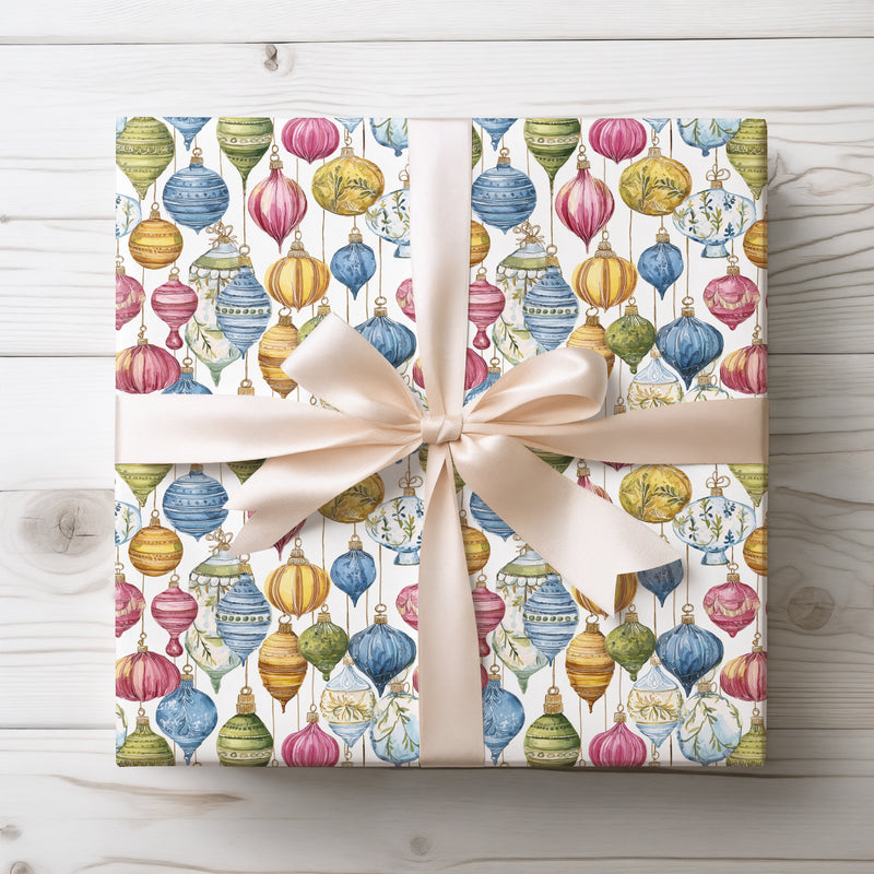 Bauble Bloom – Watercolor Ornament Christmas Wrapping Paper