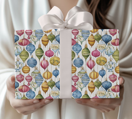 Bauble Bloom – Watercolor Ornament Christmas Wrapping Paper
