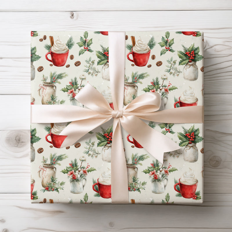 FrostBrew Cheer – Christmas Coffee Wrapping Paper