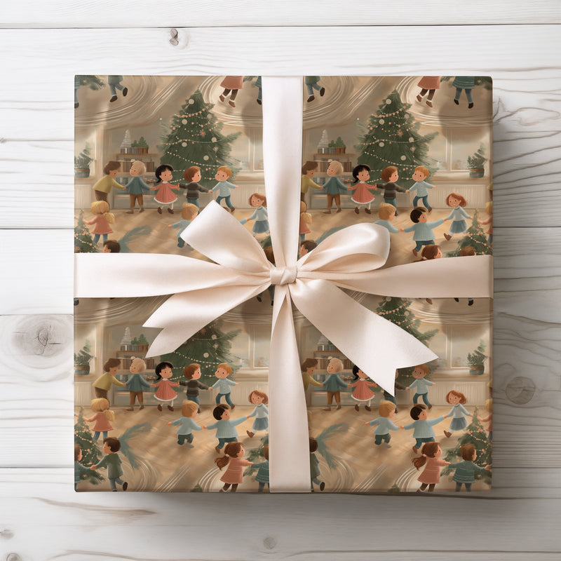 Merrydance – Children Dancing Around the Christmas Tree Wrapping Paper