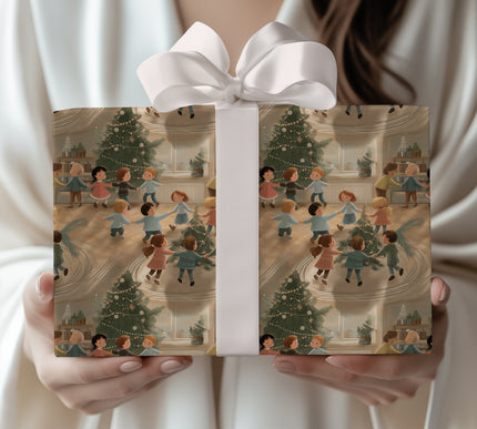Merrydance – Children Dancing Around the Christmas Tree Wrapping Paper