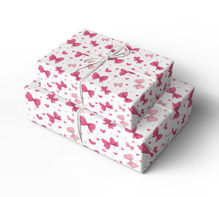 Rosaline Charm – Pink Bows and Hearts Wrapping Paper