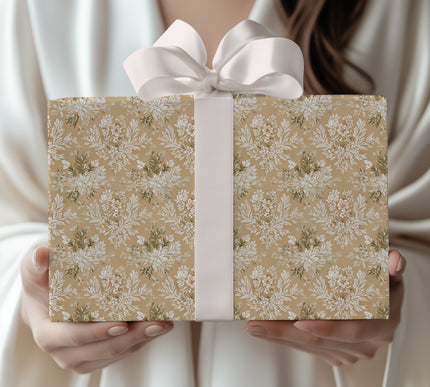 Frosted Bloom – Vintage White Floral Bouquet Wrapping Paper
