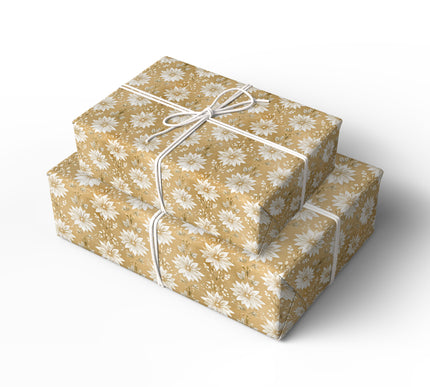 FrostStar – White Star Poinsettia Floral Wrapping Paper