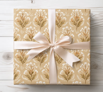 Celebrate nature with Ivory Fern Bloom, a white fern and floral bouquet on kraft wrapping paper. Perfect for rustic weddings, anniversaries, and country-inspired events. 