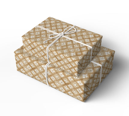 Winter Lattice – White Floral Geometric Diamond Wrapping Paper