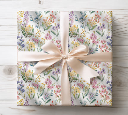 Bring soft elegance with AuroraFlora, a pastel botanical bouquet wrapping paper. Ideal for weddings, anniversaries, and springtime celebrations. 