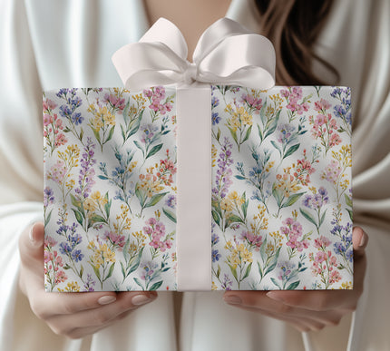 AuroraFlora – Pastel Botanical Bouquet Wrapping Paper