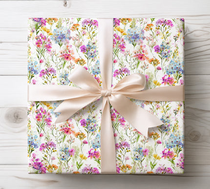 Celebrate with color using PetalCascade, a vibrant wild bloom watercolor wrapping paper. Ideal for birthdays, anniversaries, and spring celebrations. 