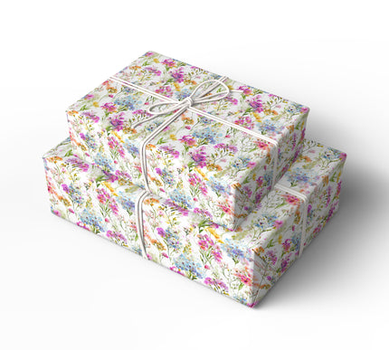 PetalCascade – Vibrant Wild Bloom Watercolor Wrapping Paper