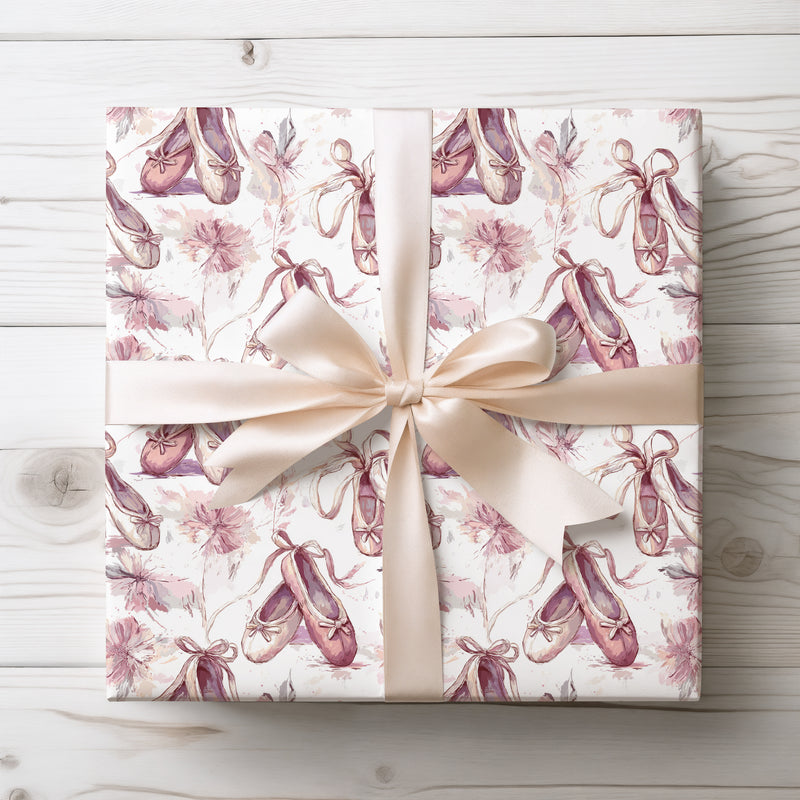 Balletine – Pink Ballet Shoes and Floral Dance Wrapping Paper