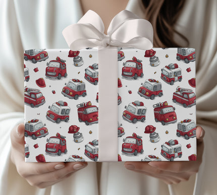 Blazewheel – Cute Cartoon Fire Truck Pattern Wrapping Paper