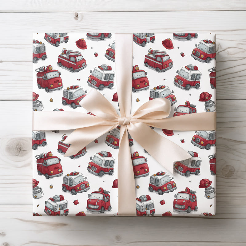 Blazewheel – Cute Cartoon Fire Truck Pattern Wrapping Paper