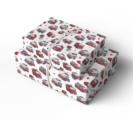 Blazewheel – Cute Cartoon Fire Truck Pattern Wrapping Paper