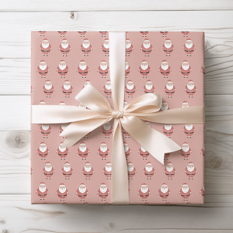 JollyBlush – Cute Santa Claus on Blush Pink Wrapping Paper
