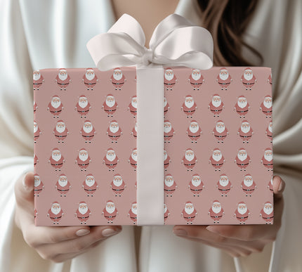JollyBlush – Cute Santa Claus on Blush Pink Wrapping Paper