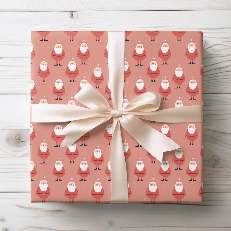 MerryRustic – Minimal Santa Claus on Pink Christmas Wrapping Paper