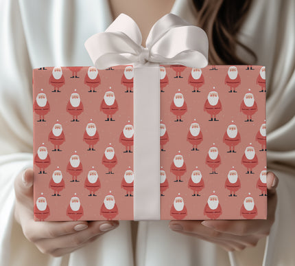 MerryRustic – Minimal Santa Claus on Pink Christmas Wrapping Paper