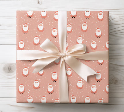 Sweet and festive, SnowyClaus features Santa Claus with falling snow on a blush pink background. Perfect for whimsical Christmas gifting with a modern twist. 