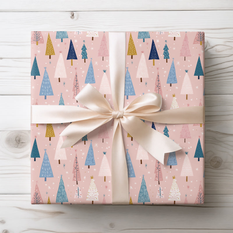 Whimsy Forest – Multicolor Cartoon Christmas Tree Wrapping Paper