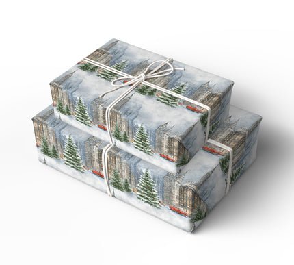 Frosted Empire – New York Christmas Cityscape Wrapping Paper