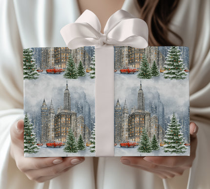 Frosted Empire – New York Christmas Cityscape Wrapping Paper