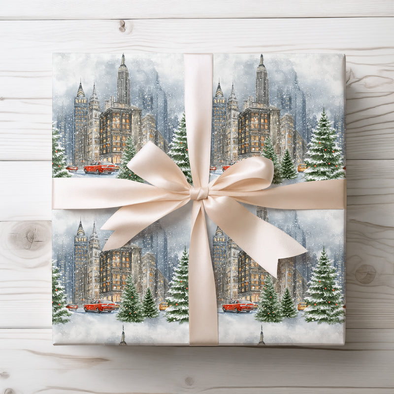 Frosted Empire – New York Christmas Cityscape Wrapping Paper