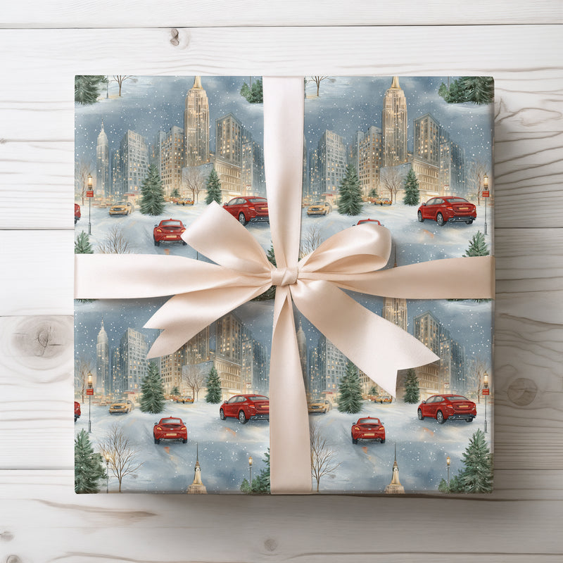 Midtown Noel – Snowy Manhattan Street Wrapping Paper