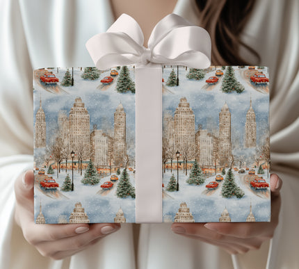 Holiday Avenue – Vintage NYC Snow Road Wrapping Paper