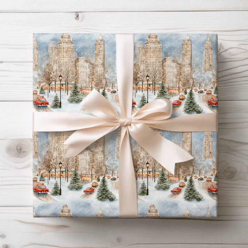 Holiday Avenue – Vintage NYC Snow Road Wrapping Paper