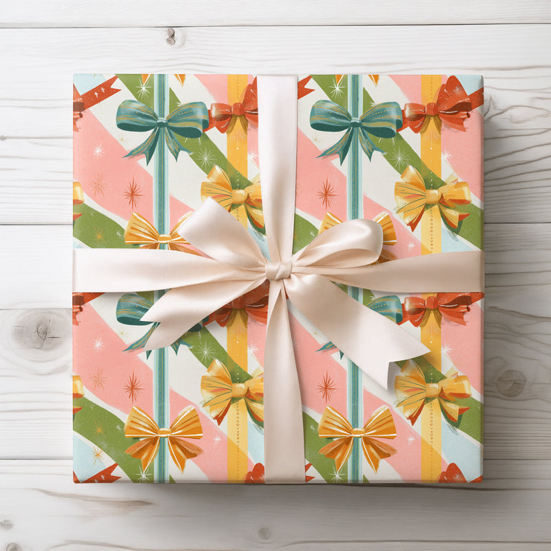 Bowlique – Retro Holiday Gift Bows Wrapping Paper